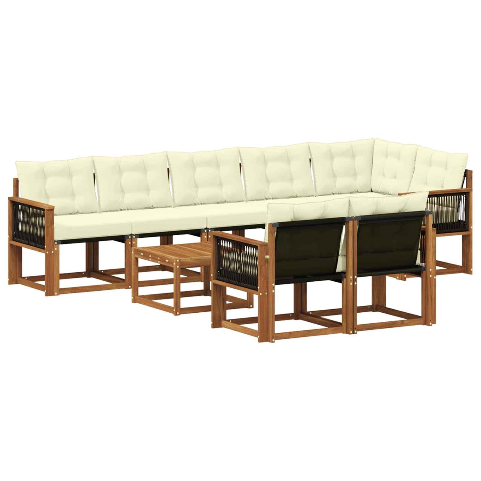 Outdoor-Sofagarnitur mit Kissen 9 pcs Natur und Creme