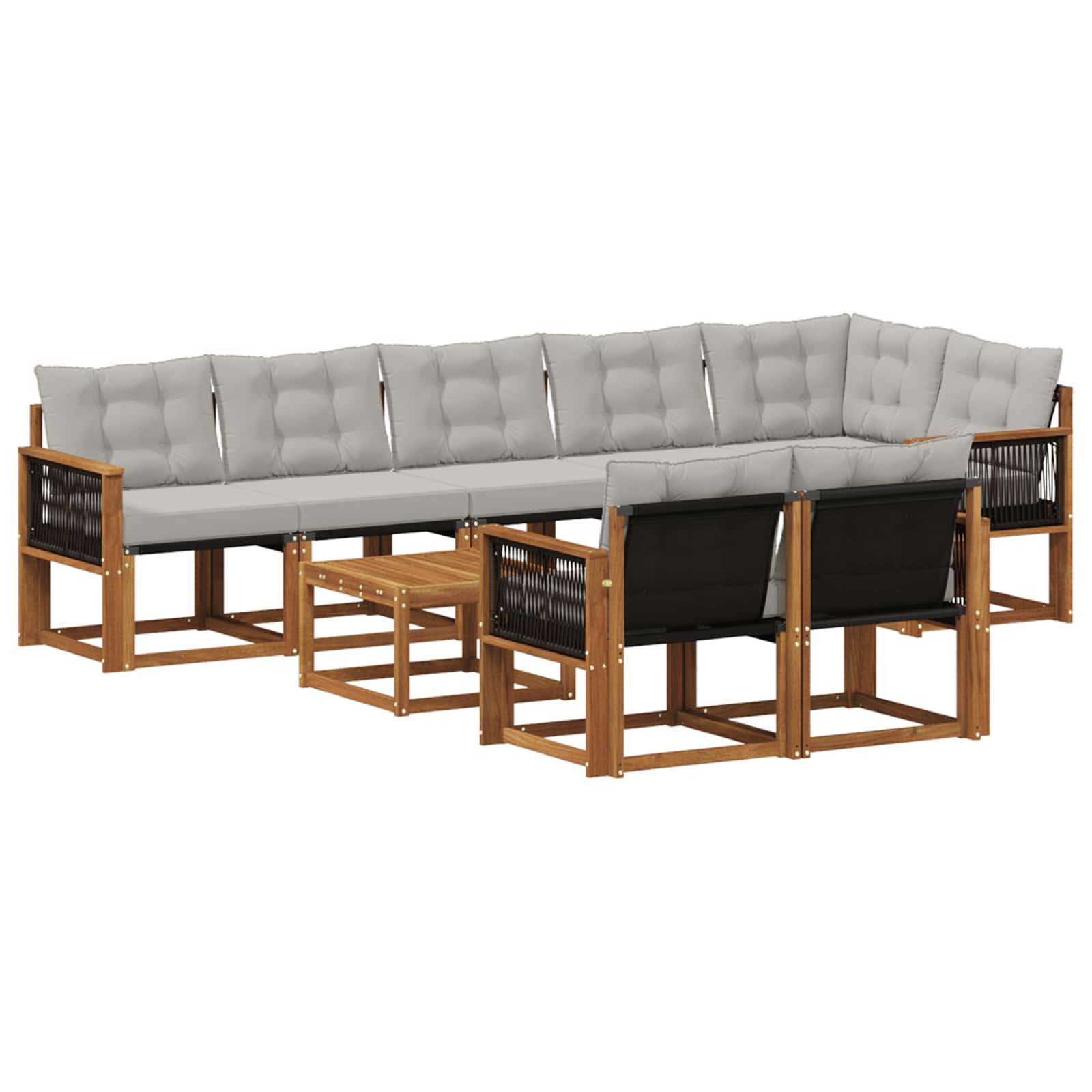 Outdoor-Sofagarnitur mit Kissen 9 pcs Natürlich und Hellgrau