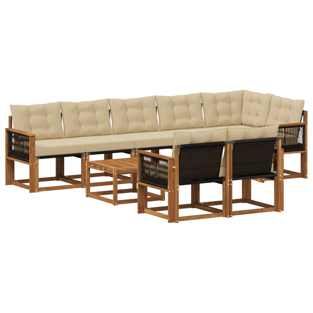 Outdoor-Sofagarnitur mit Kissen 9 pcs Natur und Beige
