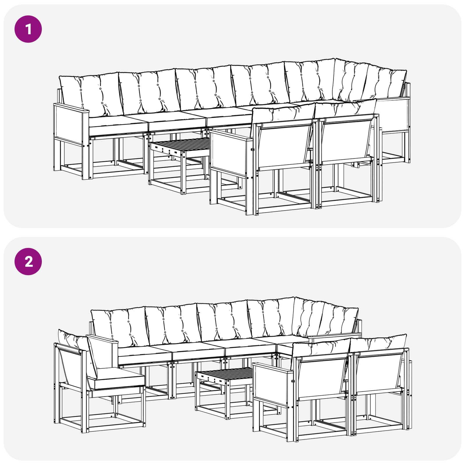 Outdoor-Sofagarnitur mit Kissen 9 pcs Natur und Creme
