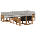 Outdoor-Sofagarnitur mit Kissen 9 pcs Natürlich und Hellgrau