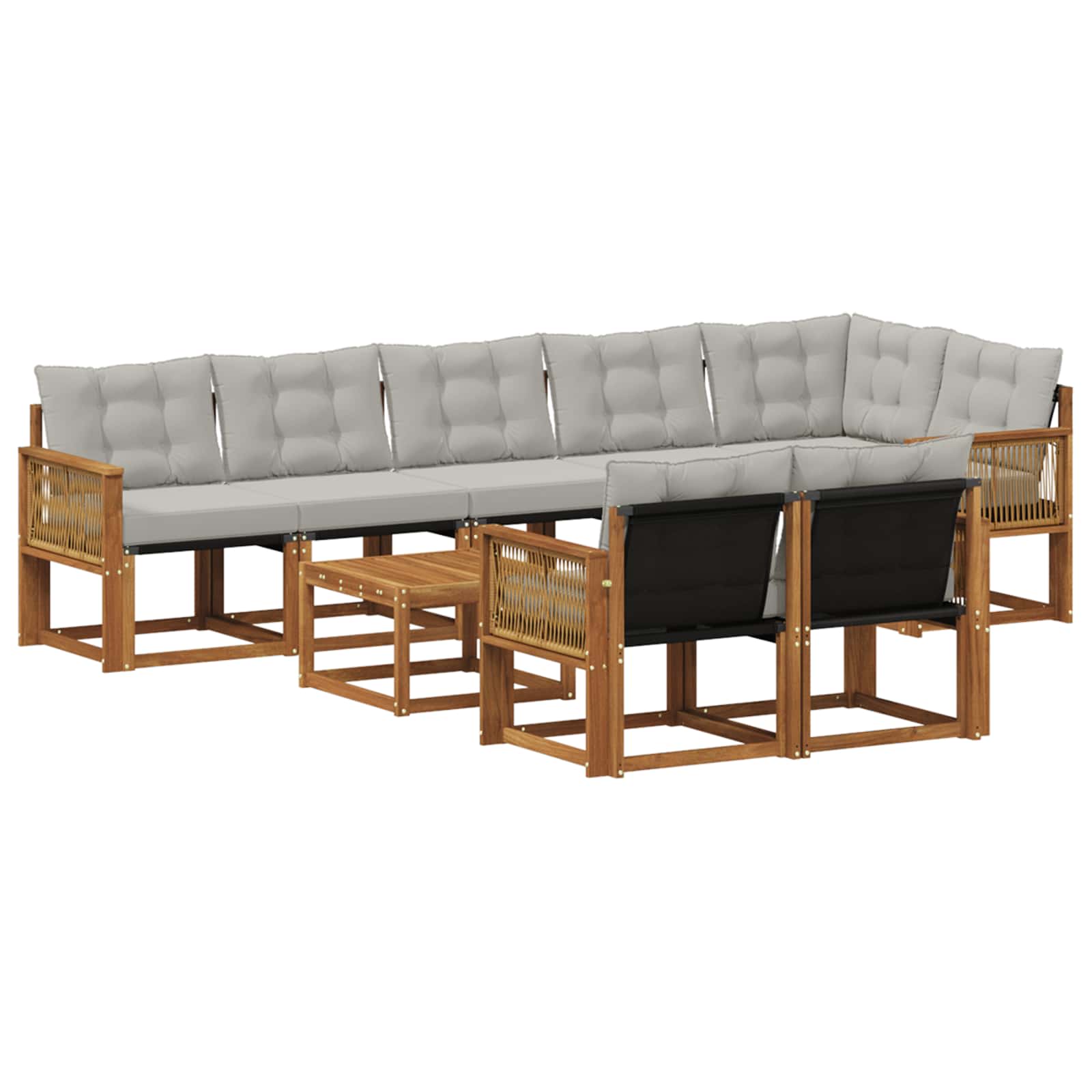 Outdoor-Sofagarnitur mit Kissen 9 pcs Natürlich und Hellgrau