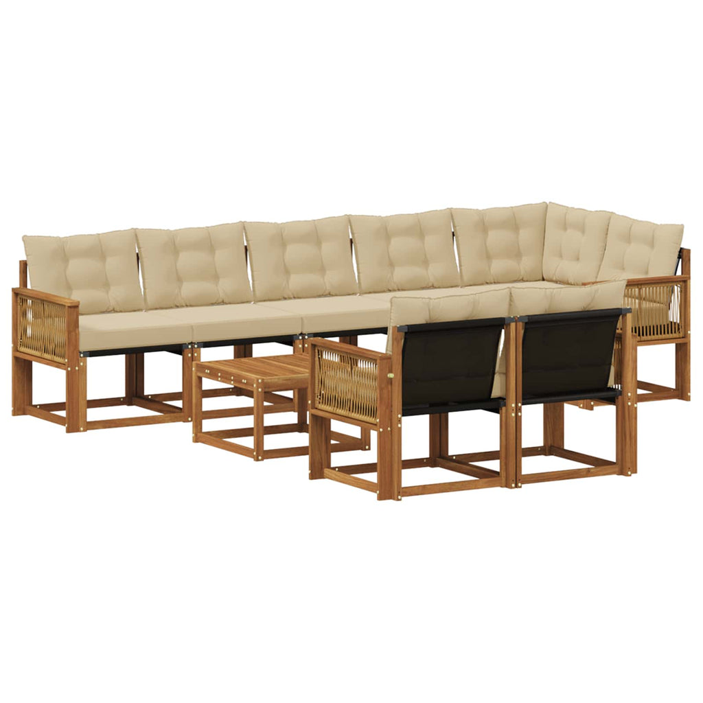 Outdoor-Sofagarnitur mit Kissen 9 pcs Natur und Beige