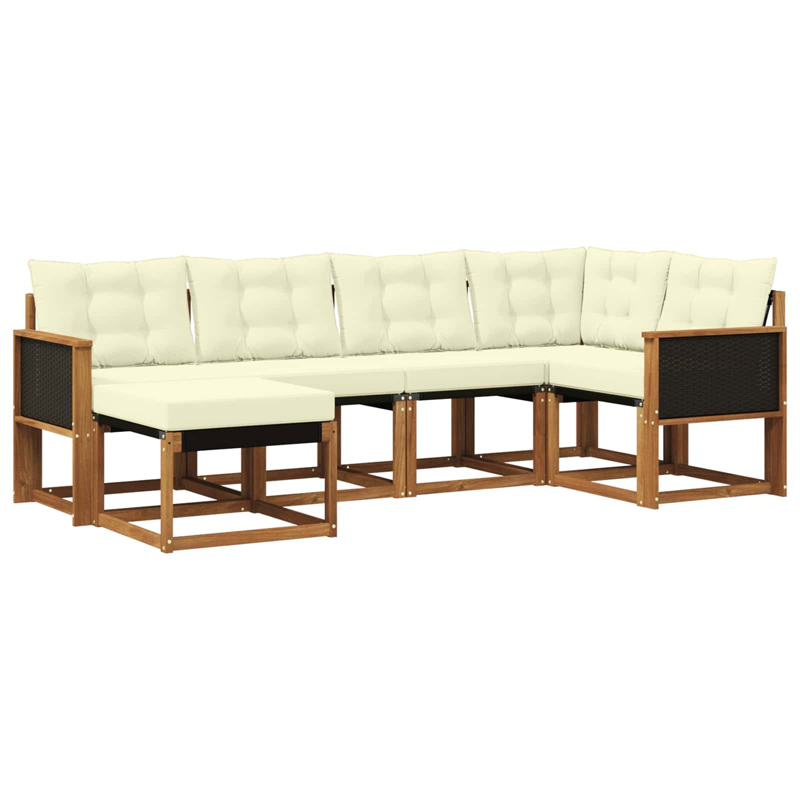 Outdoor-Sofagarnitur mit Kissen 6 pcs Natur und Creme