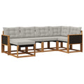 Outdoor-Sofagarnitur mit Kissen 6 pcs Natürlich und Hellgrau
