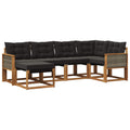 Outdoor-Sofagarnitur mit Kissen 6 pcs Natürlich und Schwarz