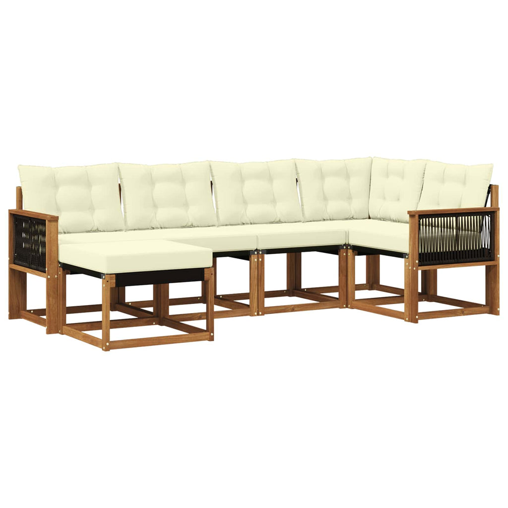 Outdoor-Sofagarnitur mit Kissen 6 pcs Natur und Creme