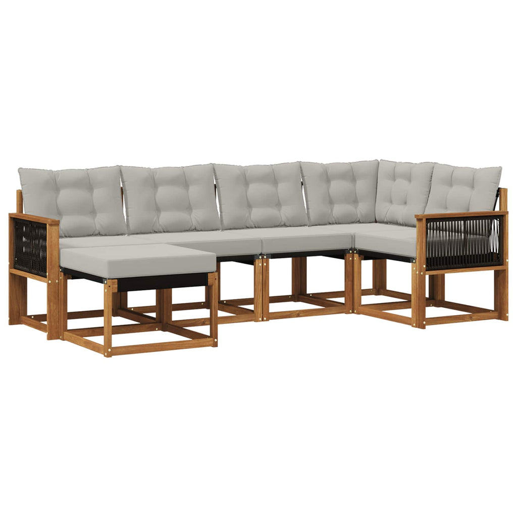 Outdoor-Sofagarnitur mit Kissen 6 pcs Natürlich und Hellgrau