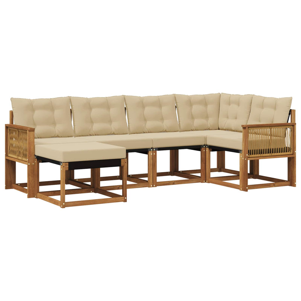 Outdoor-Sofagarnitur mit Kissen 6 pcs Natur und Beige