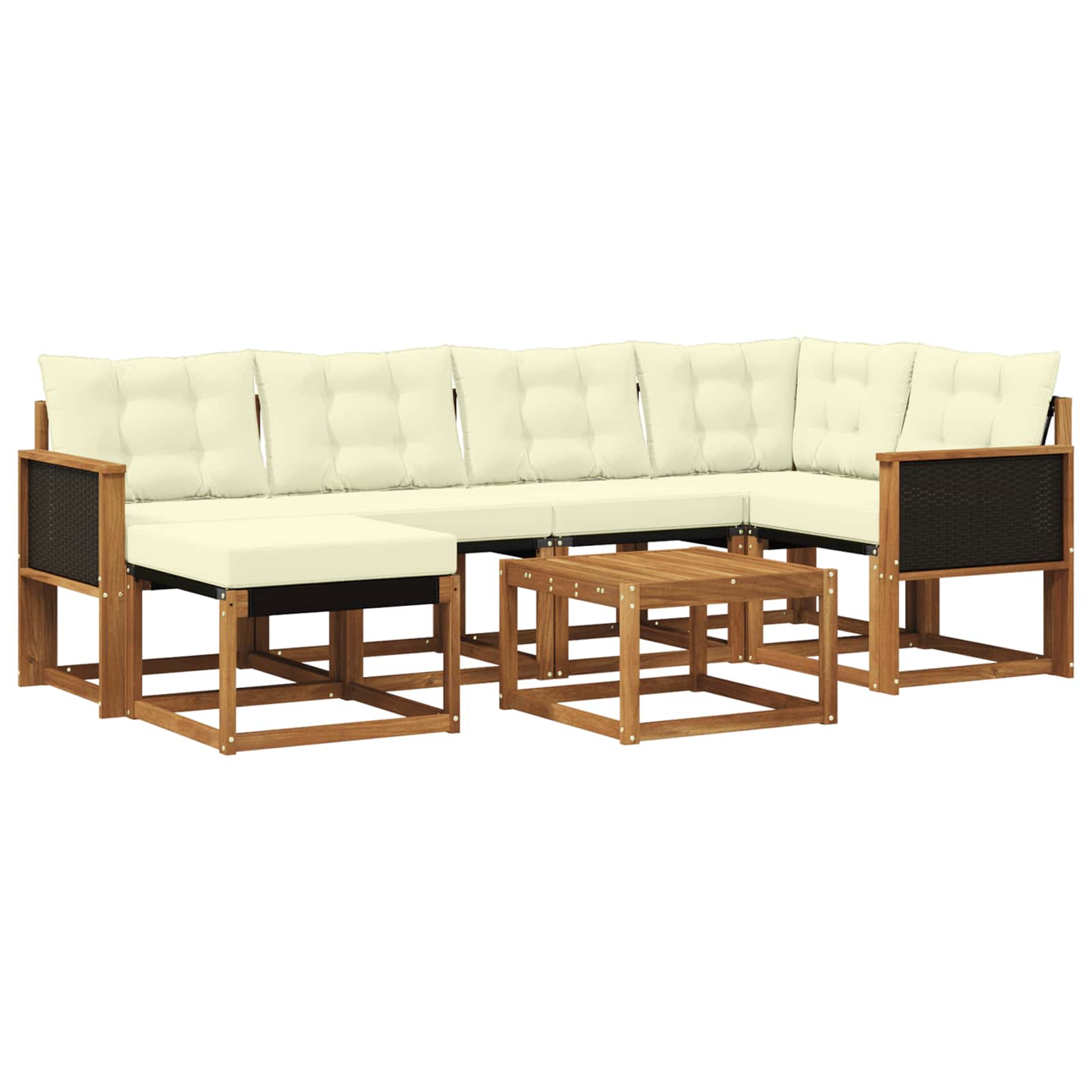 Outdoor-Sofagarnitur mit Kissen 7 pcs Natur und Creme