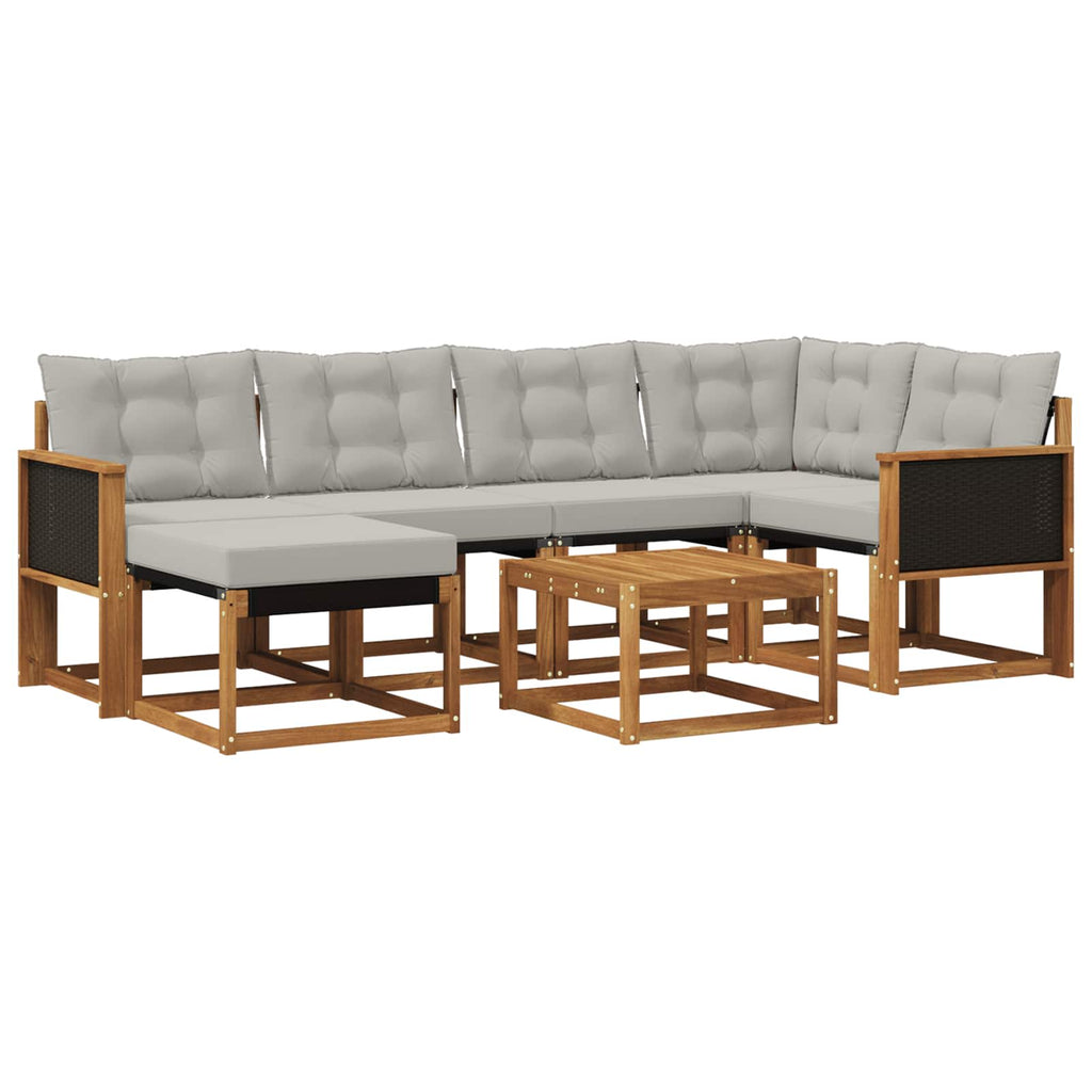 Outdoor-Sofagarnitur mit Kissen 7 pcs Natürlich und Hellgrau