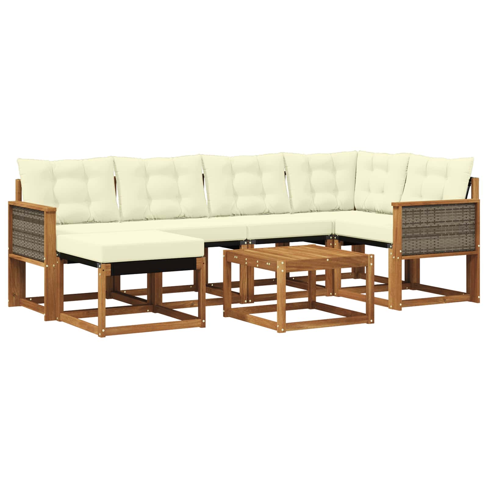 Outdoor-Sofagarnitur mit Kissen 7 pcs Natur und Creme