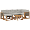 Outdoor-Sofagarnitur mit Kissen 7 pcs Natürlich und Hellgrau