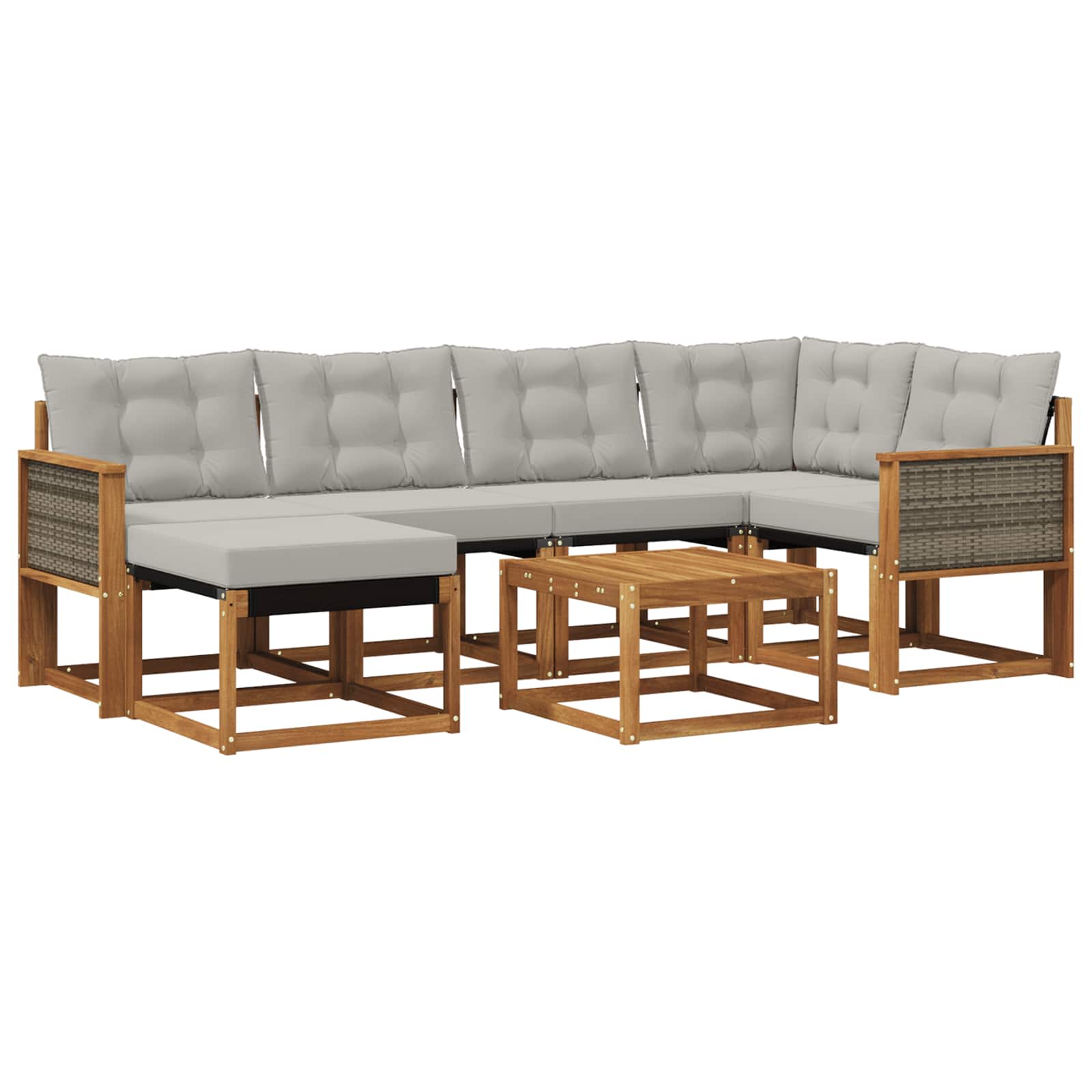 Outdoor-Sofagarnitur mit Kissen 7 pcs Natürlich und Hellgrau
