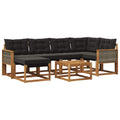 Outdoor-Sofagarnitur mit Kissen 7 pcs Natürlich und Schwarz