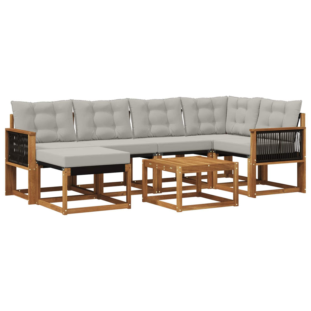 Outdoor-Sofagarnitur mit Kissen 7 pcs Natürlich und Hellgrau