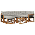 Outdoor-Sofagarnitur mit Kissen 7 pcs Natürlich und Hellgrau