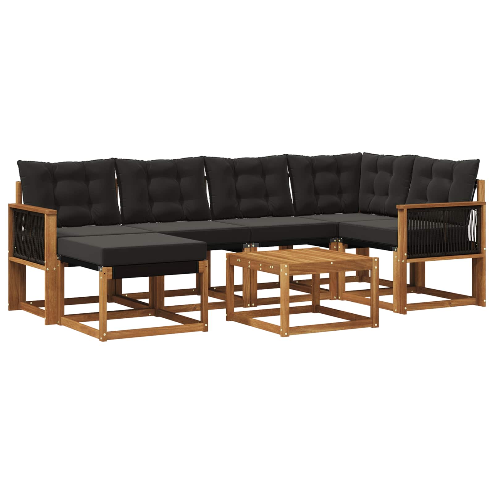 Outdoor-Sofagarnitur mit Kissen 7 pcs Natürlich und Schwarz