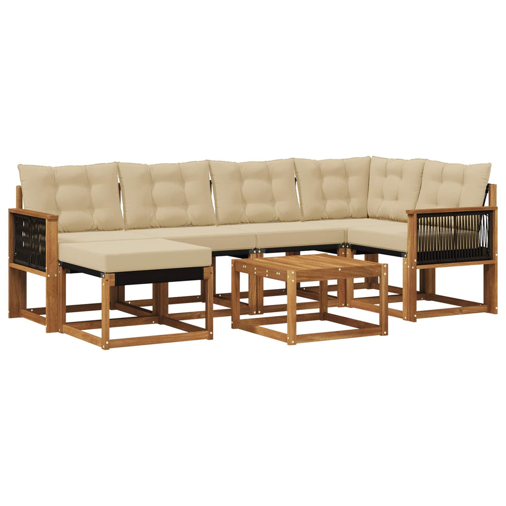 Outdoor-Sofagarnitur mit Kissen 7 pcs Natur und Beige