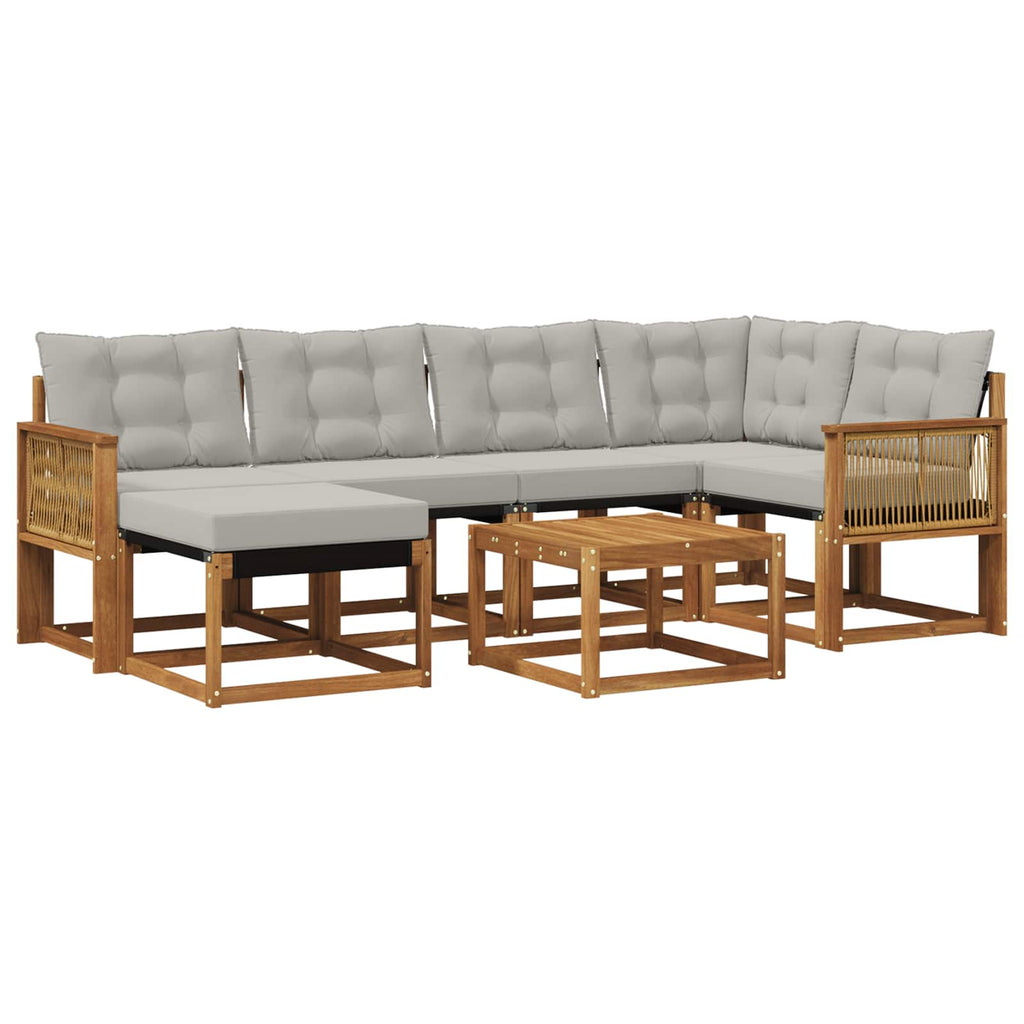 Outdoor-Sofagarnitur mit Kissen 7 pcs Natürlich und Hellgrau