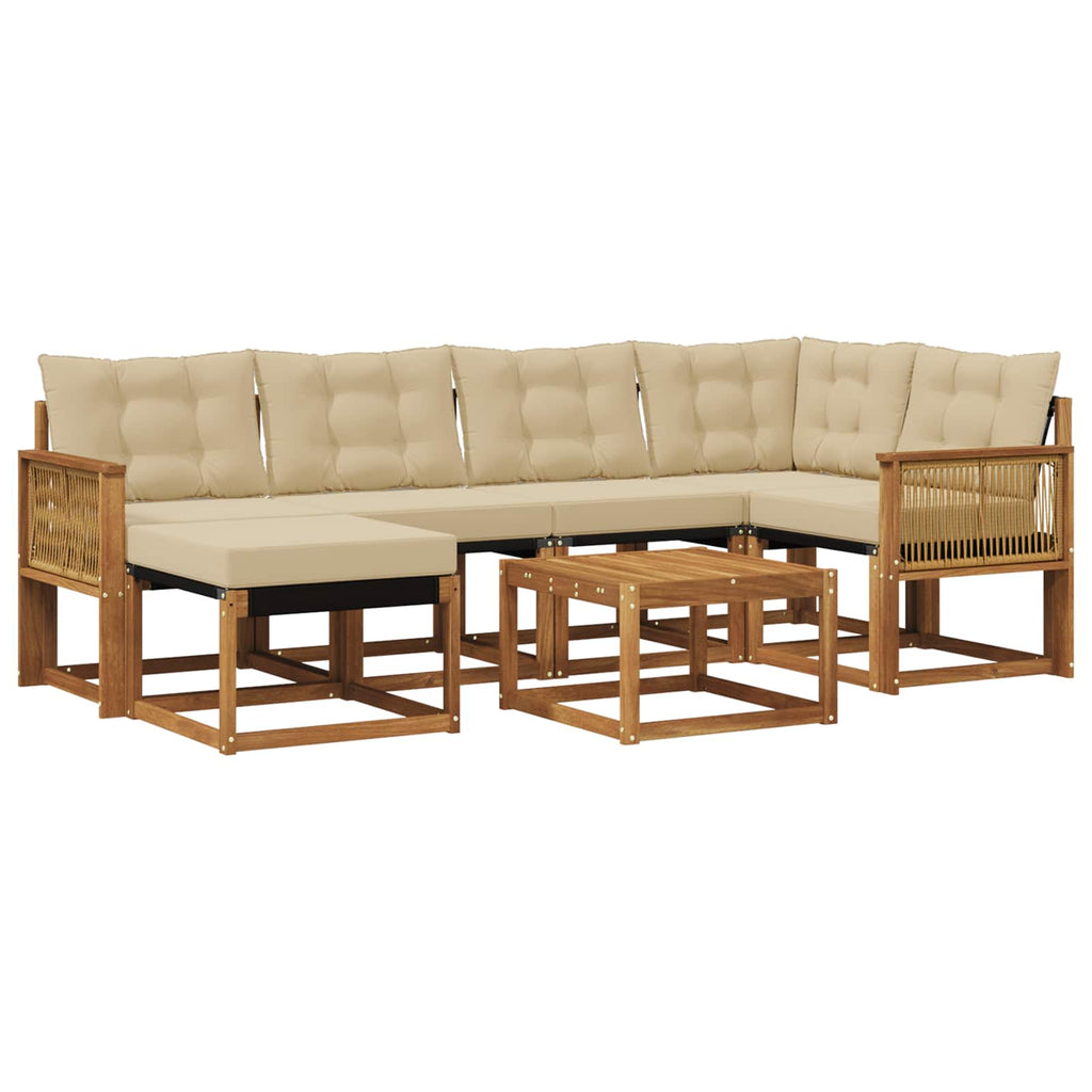 Outdoor-Sofagarnitur mit Kissen 7 pcs Natur und Beige