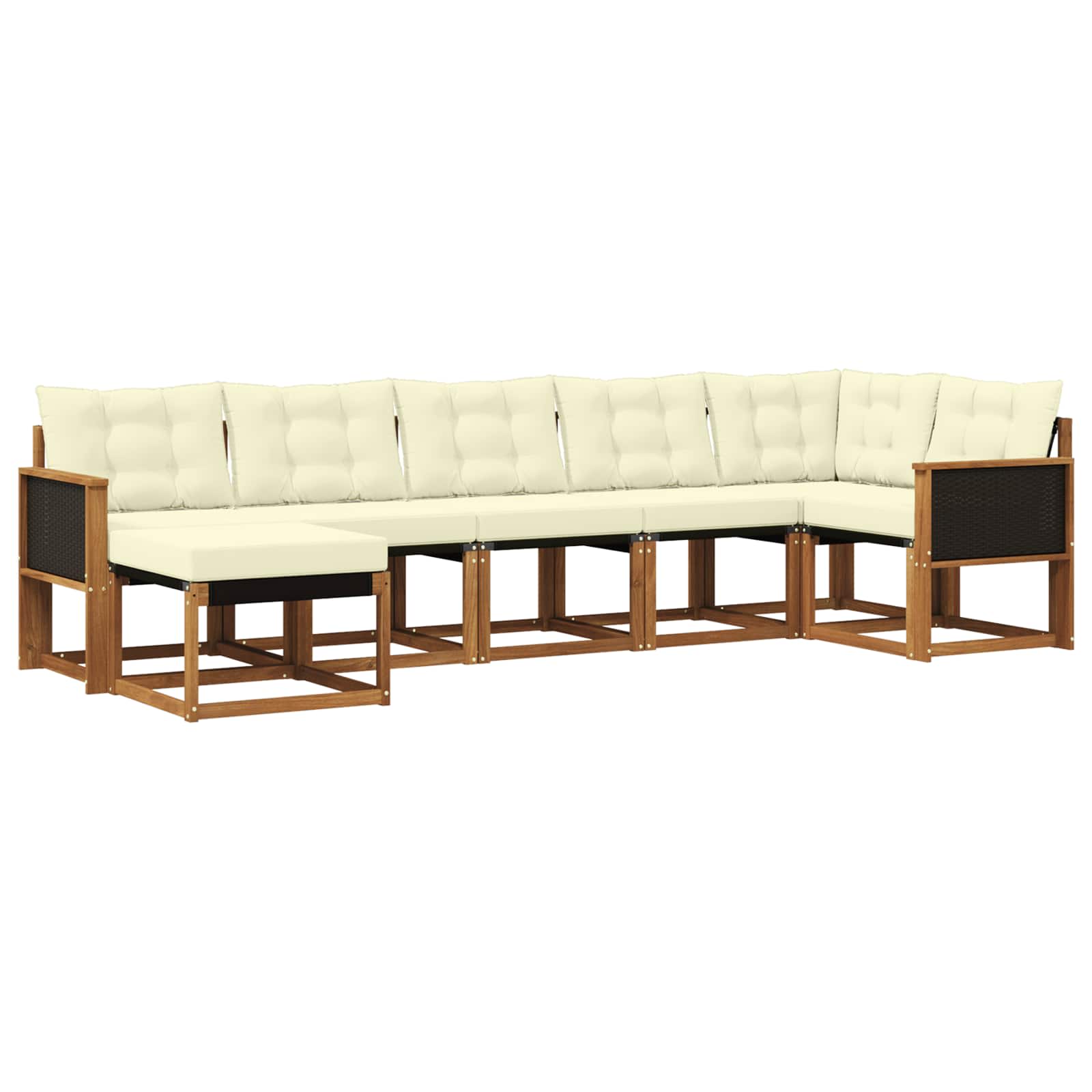 Outdoor-Sofagarnitur mit Kissen 7 pcs Natur und Creme
