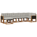 Outdoor-Sofagarnitur mit Kissen 7 pcs Natürlich und Hellgrau