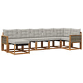Outdoor-Sofagarnitur mit Kissen 7 pcs Natürlich und Hellgrau
