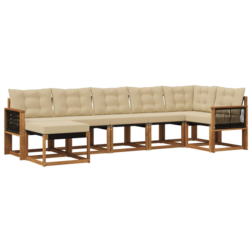 Outdoor-Sofagarnitur mit Kissen 7 pcs Natur und Beige