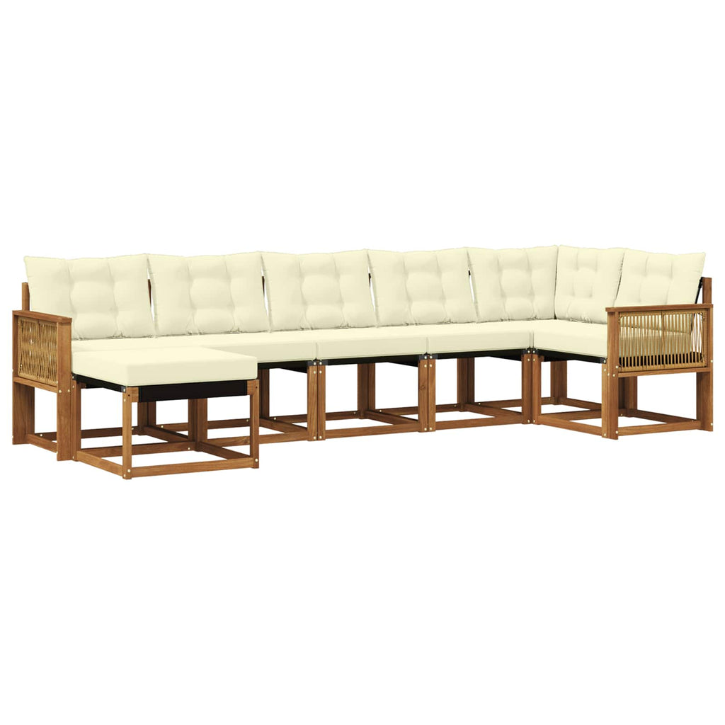 Outdoor-Sofagarnitur mit Kissen 7 pcs Natur und Creme