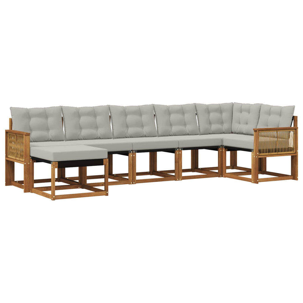 Outdoor-Sofagarnitur mit Kissen 7 pcs Natürlich und Hellgrau