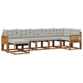 Outdoor-Sofagarnitur mit Kissen 7 pcs Natürlich und Hellgrau