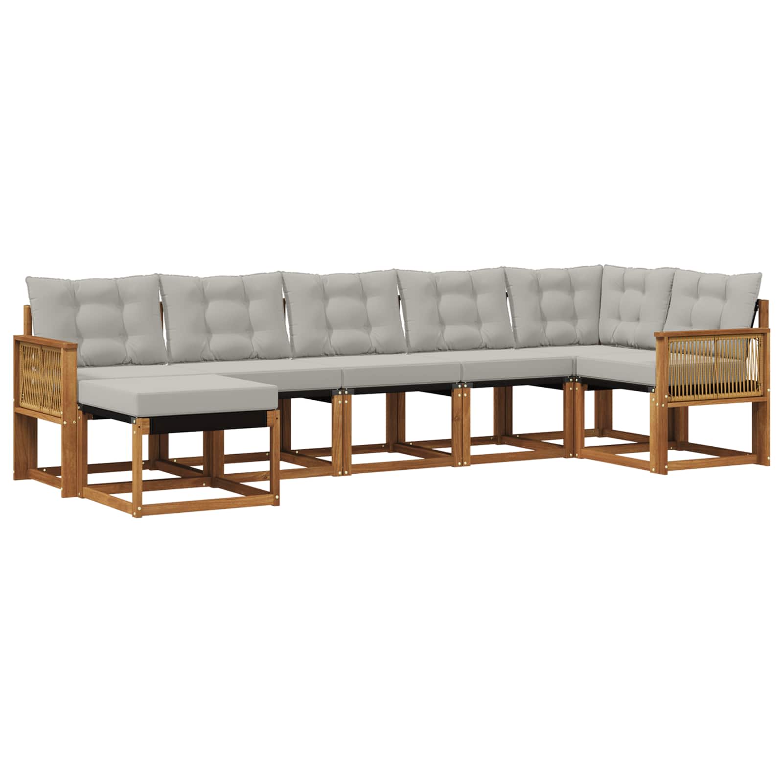 Outdoor-Sofagarnitur mit Kissen 7 pcs Natürlich und Hellgrau