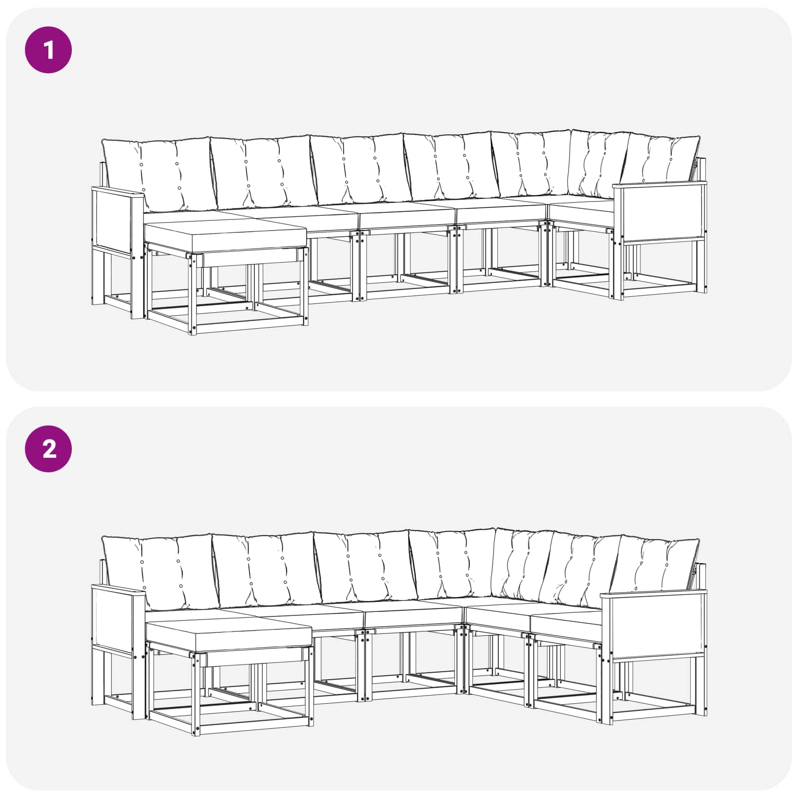 Outdoor-Sofagarnitur mit Kissen 7 pcs Natürlich und Hellgrau