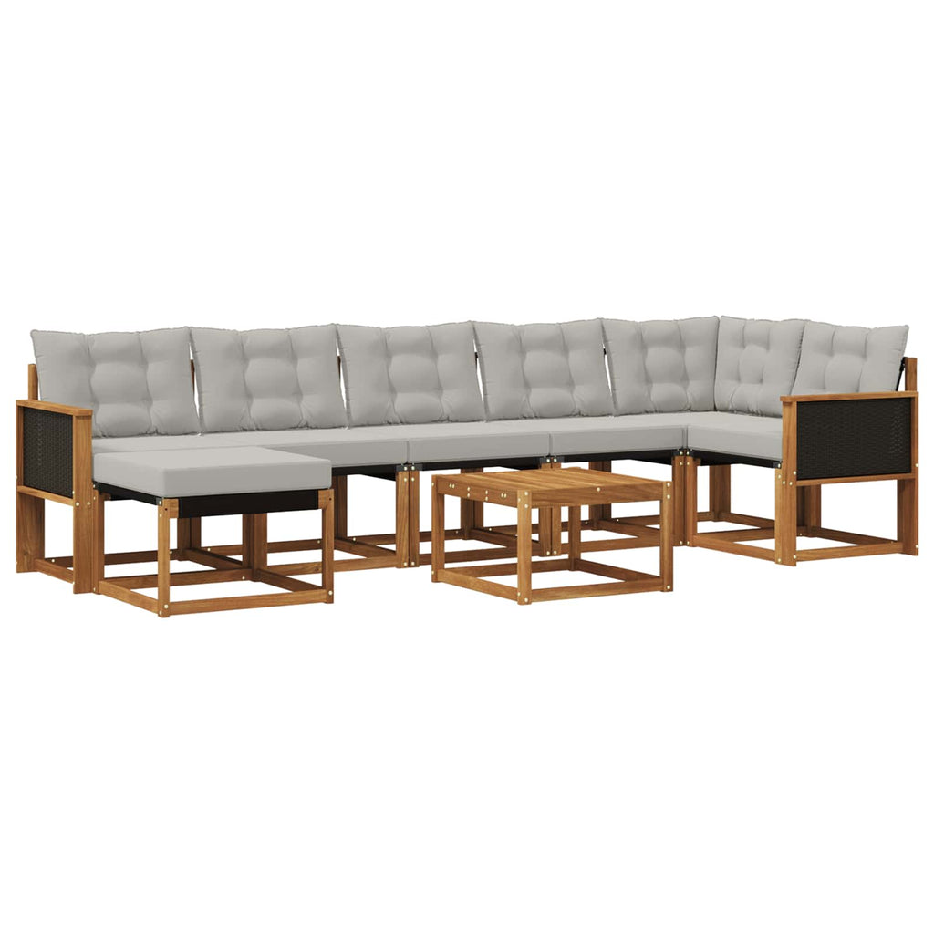 Outdoor-Sofagarnitur mit Kissen 8 pcs Natürlich und Hellgrau