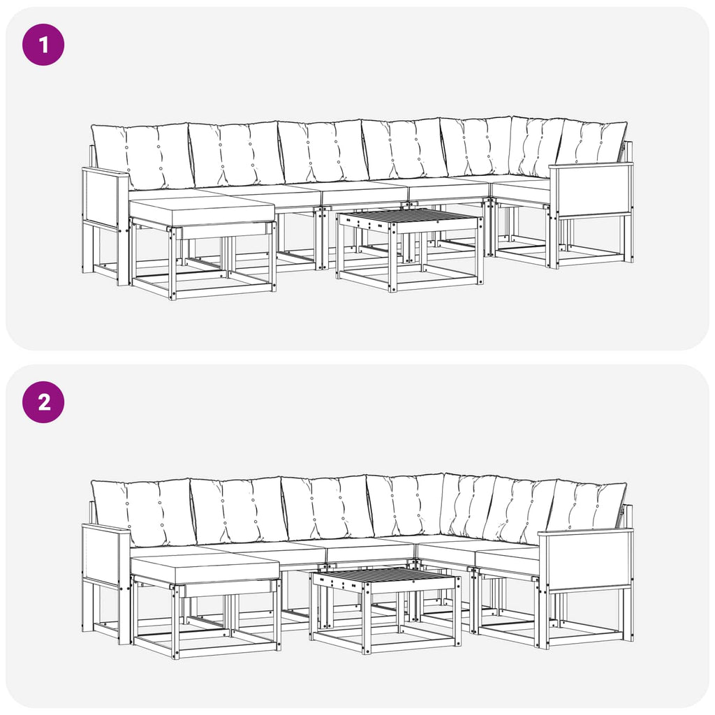 Outdoor-Sofagarnitur mit Kissen 8 pcs Natur und Creme