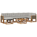 Outdoor-Sofagarnitur mit Kissen 8 pcs Natürlich und Hellgrau
