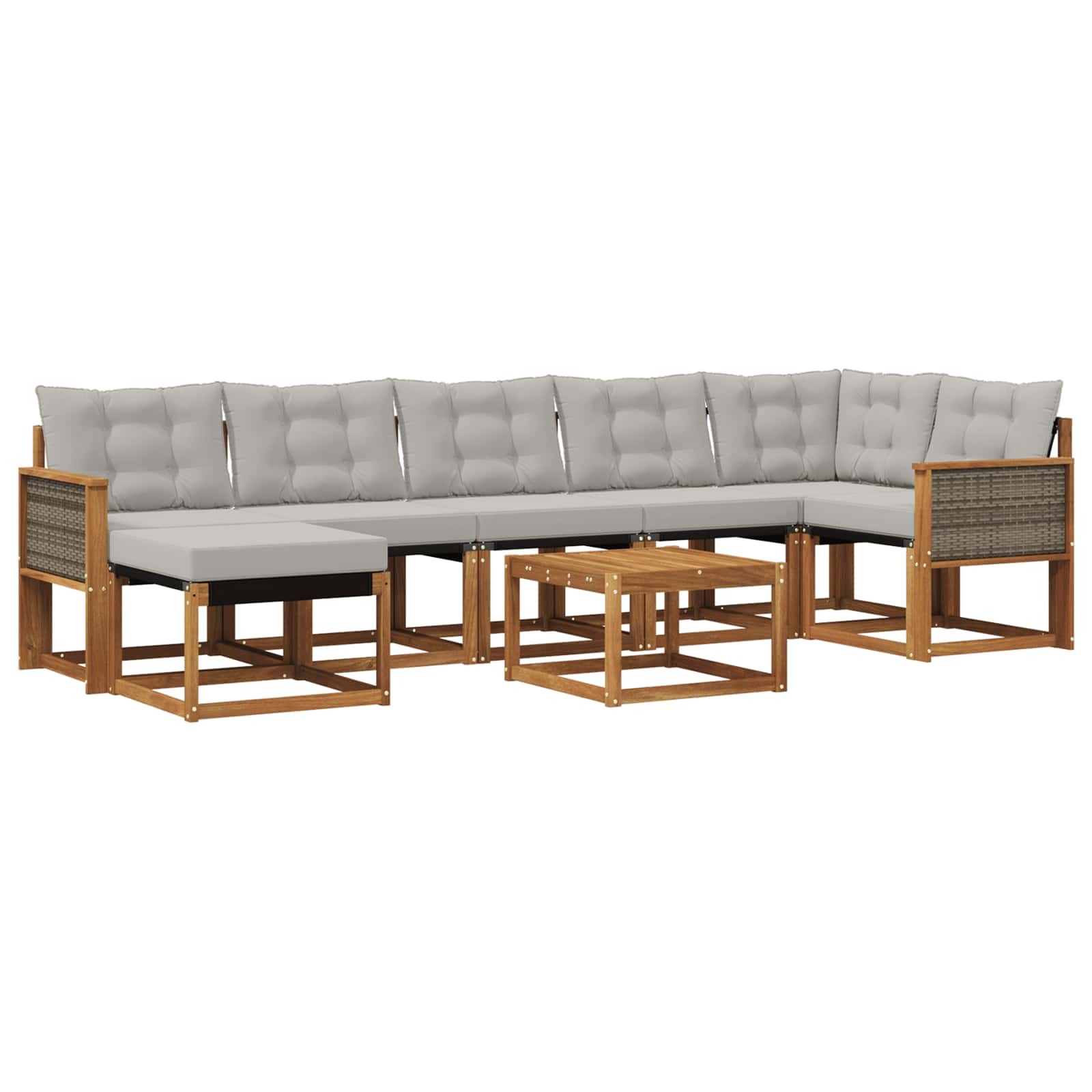 Outdoor-Sofagarnitur mit Kissen 8 pcs Natürlich und Hellgrau