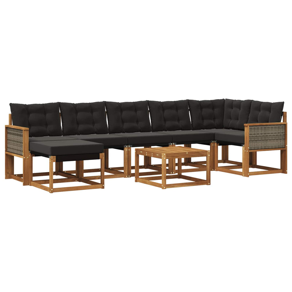 Outdoor-Sofagarnitur mit Kissen 8 pcs Natürlich und Schwarz