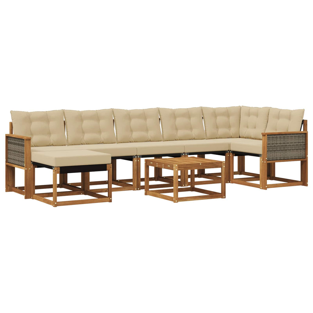 Outdoor-Sofagarnitur mit Kissen 8 pcs Natur und Beige