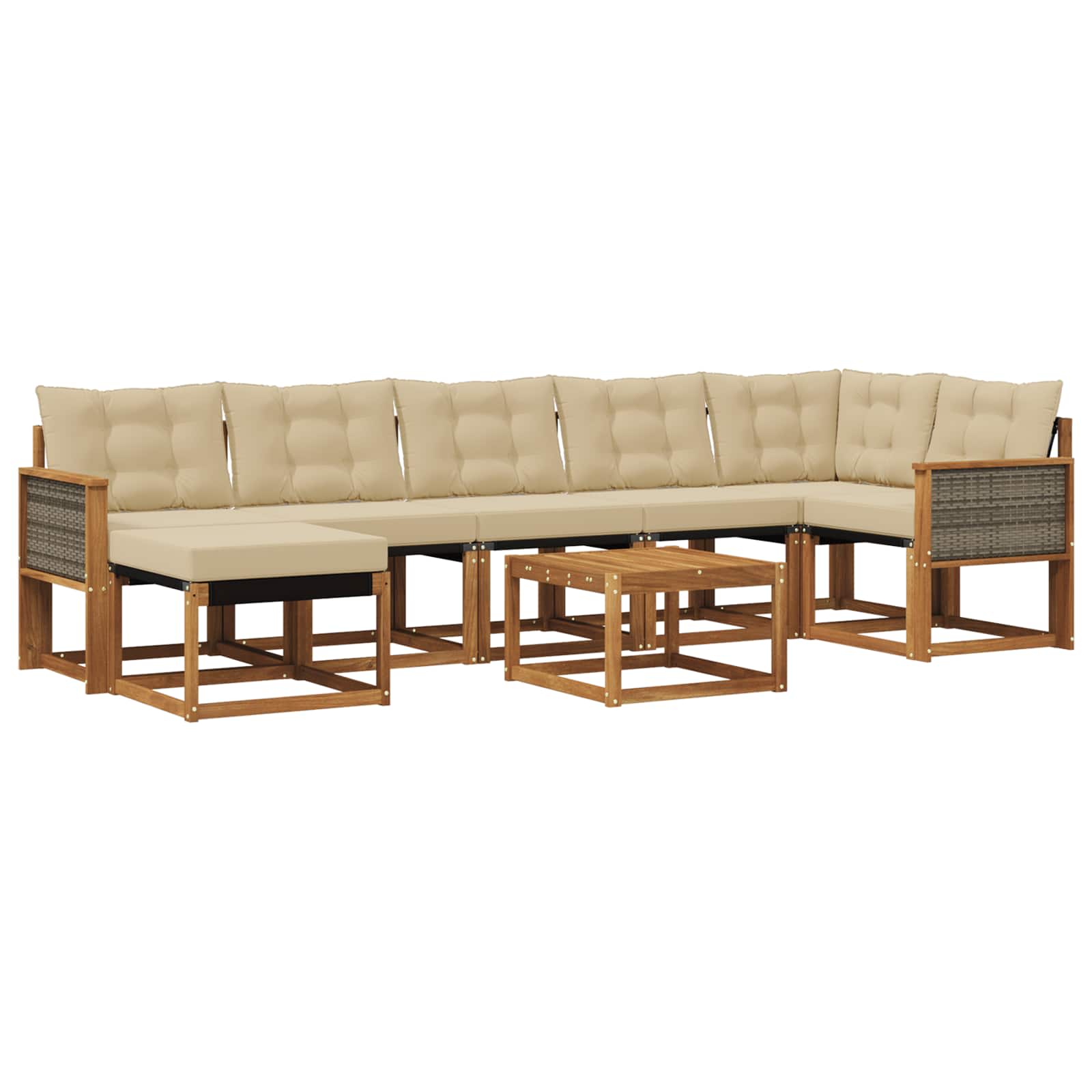 Outdoor-Sofagarnitur mit Kissen 8 pcs Natur und Beige