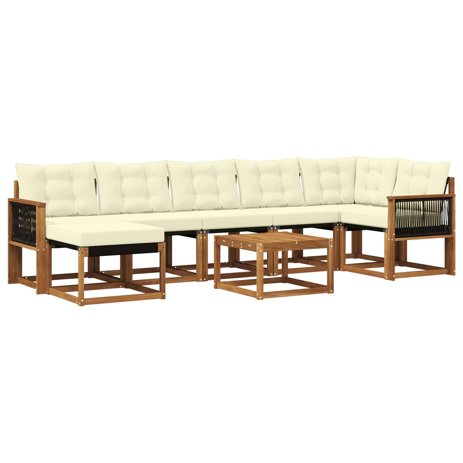 Outdoor-Sofagarnitur mit Kissen 8 pcs Natur und Creme