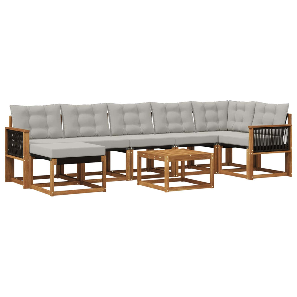 Outdoor-Sofagarnitur mit Kissen 8 pcs Natürlich und Hellgrau