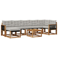 Outdoor-Sofagarnitur mit Kissen 8 pcs Natürlich und Hellgrau