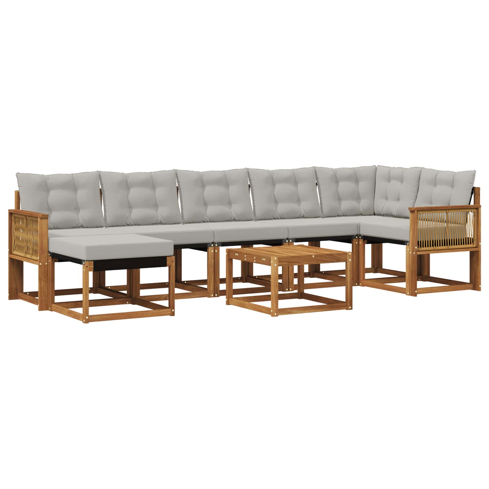 Outdoor-Sofagarnitur mit Kissen 8 pcs Natürlich und Hellgrau