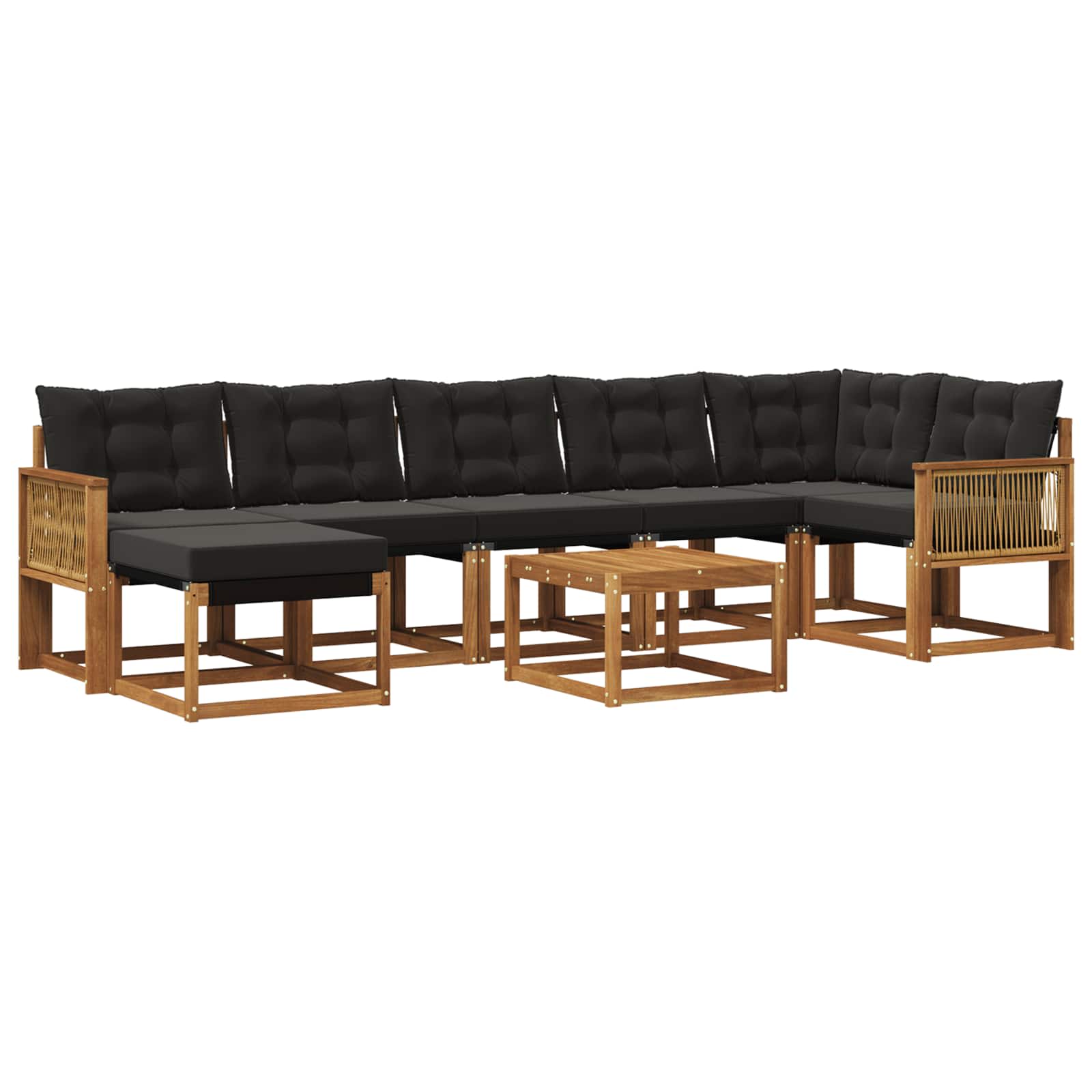 Outdoor-Sofagarnitur mit Kissen 8 pcs Natürlich und Schwarz