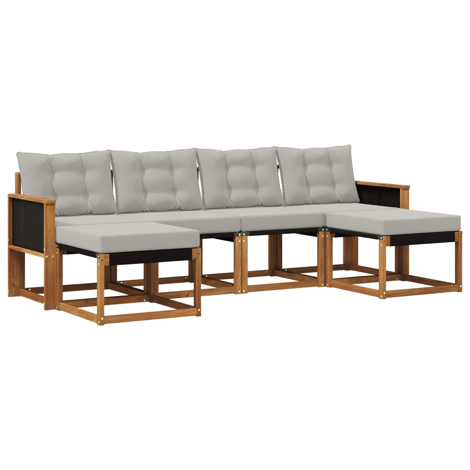 Outdoor-Sofagarnitur mit Kissen 6 pcs Natürlich und Hellgrau