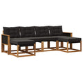 Outdoor-Sofagarnitur mit Kissen 6 pcs Natürlich und Schwarz