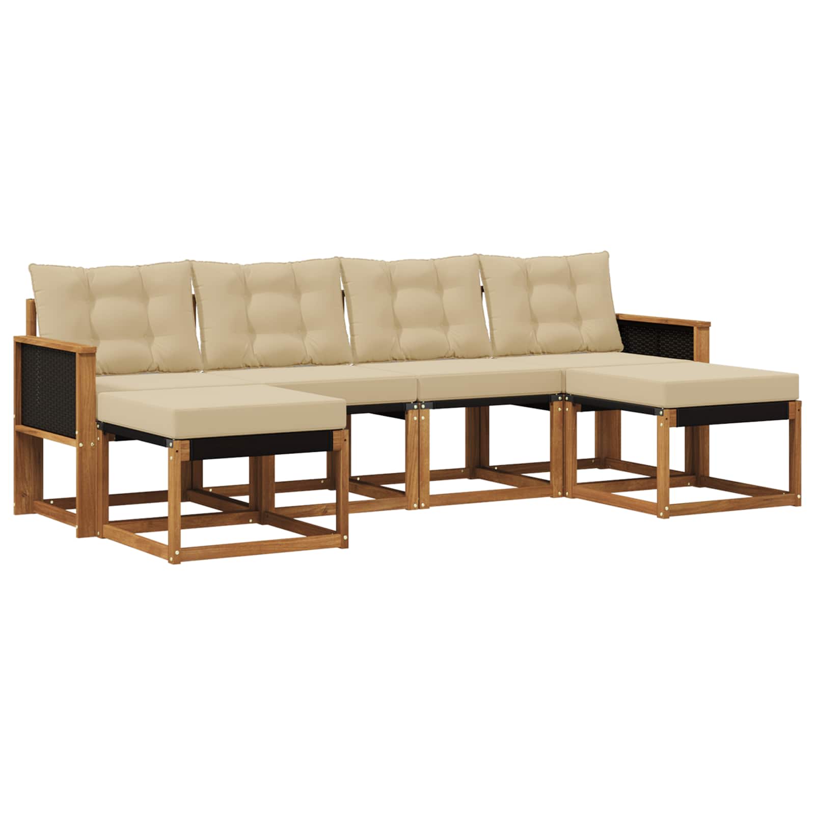 Outdoor-Sofagarnitur mit Kissen 6 pcs Natur und Beige