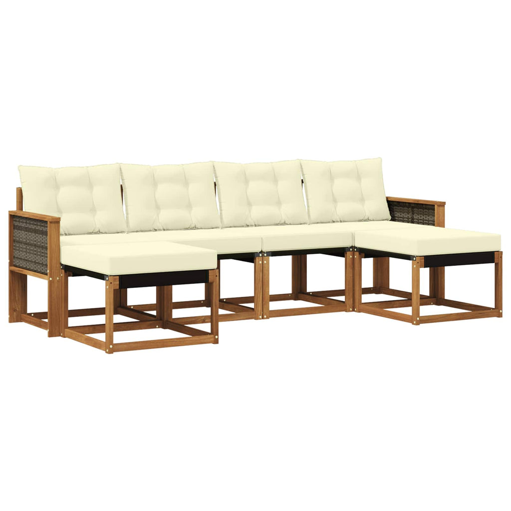 Outdoor-Sofagarnitur mit Kissen 6 pcs Natur und Creme